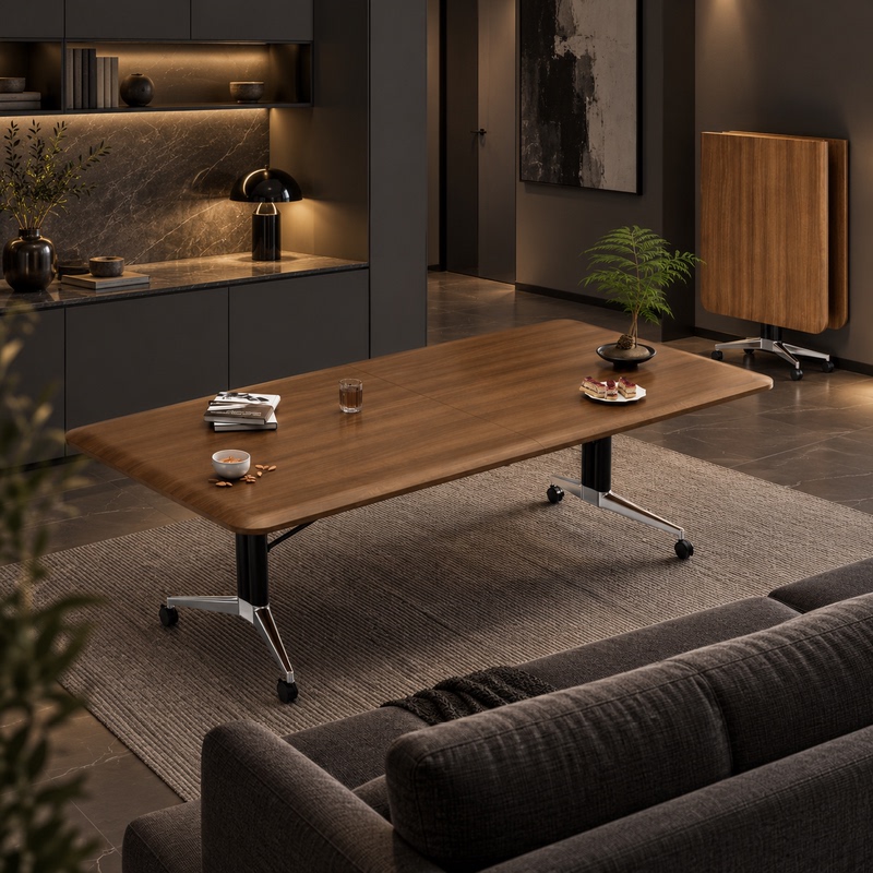 Congye Bi-Folds 80% off Stackable Conference Table, Extra-Large Long Table, Extendable and Connectable Office Desk with Wheels