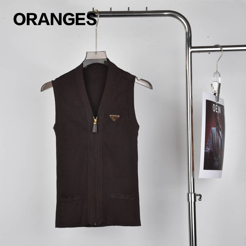 Oranges Original 2025 Autumn and Winter New Fashion V-Neck Sleeveless Knitted Vest Women's Versatile Slim Sweater Vest