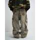 Puan American Street Yellow Mud-Dyed Heavy-Duty Dirty-Wash Wide-Leg Jeans Unisex Washed Distressed Loose-Fit Curved-Leg Pants
