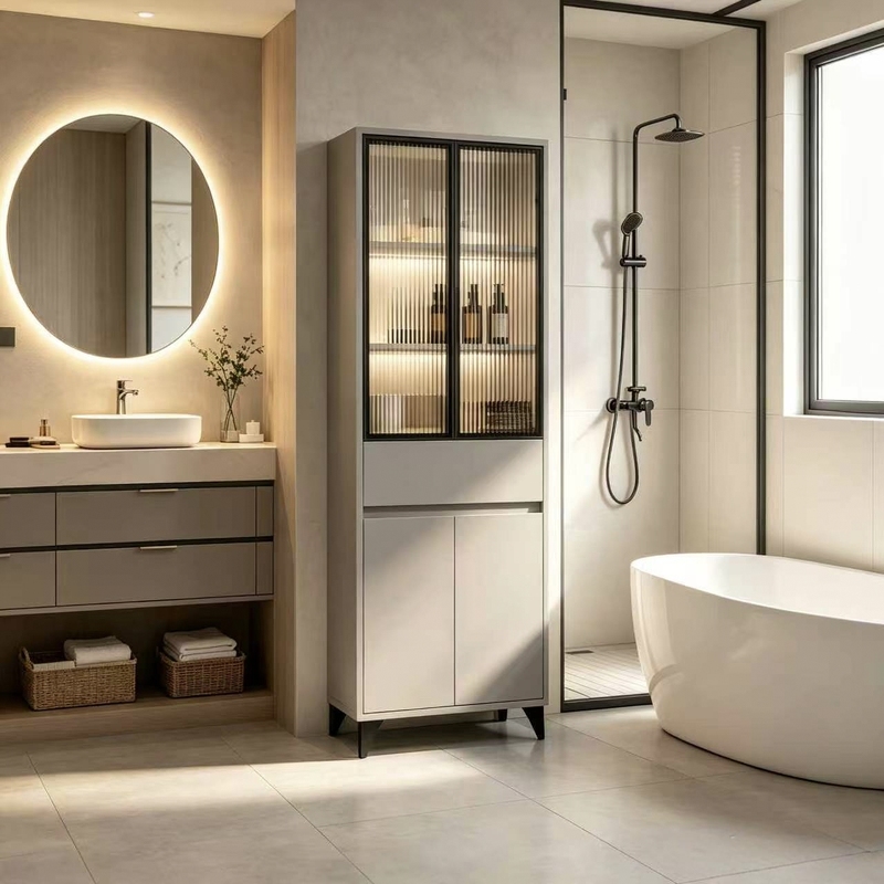 Honeycomb Aluminum Bathroom Side Cabinet Storage Cabinet Waterproof and Moisture-Proof Side Cabinet Storage Cabinet Light Luxury Style Gap Storage Cabinet