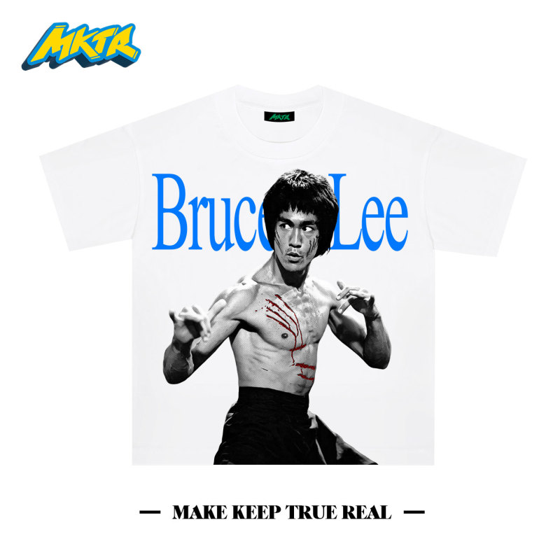 Mktr Bruce Lee Portrait American Retro Niche Couple Unisex Cool T-Shirt Casual Short-Sleeve Top Trendy Mktr Bruce Lee Portrait American Retro Niche Couple Unisex Cool T-Shirt Casual Short-Sleeve Top Trendy