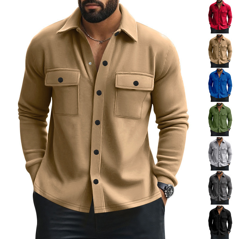 Spring and Autumn European and American Cross-Border Amazon Casual Men's Lapel Windproof Single-Breasted Solid Color Slim-Fit Jacket Spring and Autumn European and American Cross-Border Amazon Casual Men's Lapel Windproof Single-Breasted Solid Color Slim-Fit Jacket