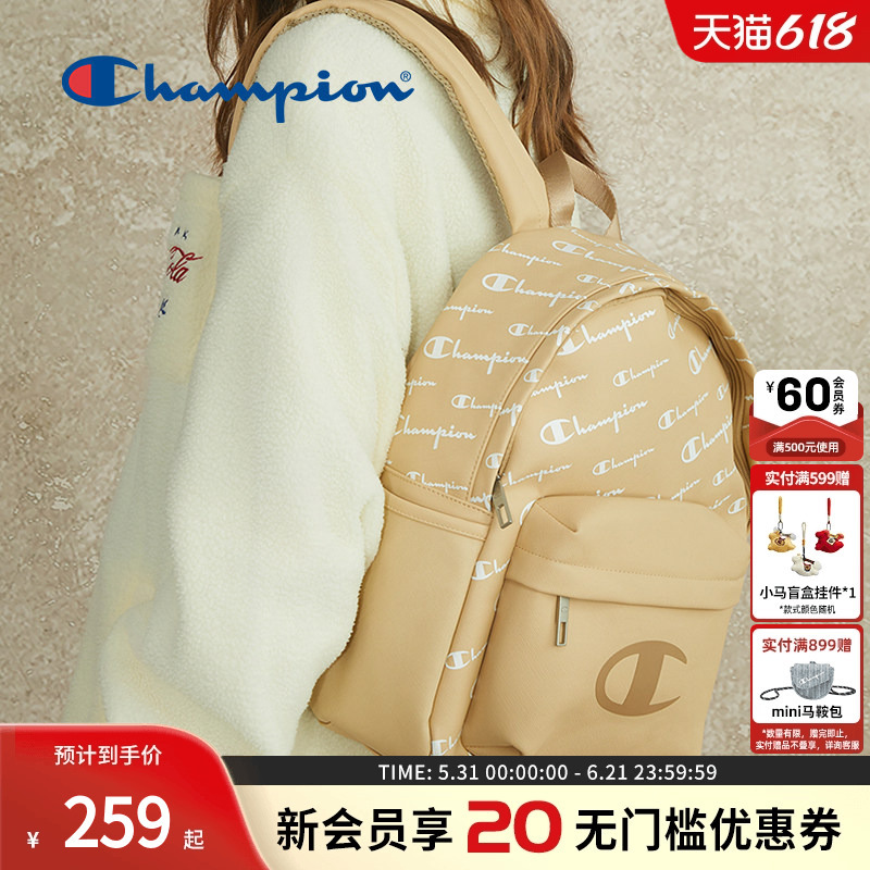 Champion Official Student Versatile Backpack for Women, Large Capacity, Vintage Fashion Backpack for Men, School Bag