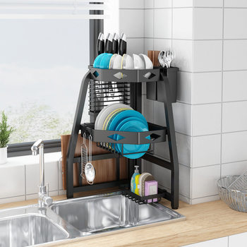 Kitchen sink storage rack corner drain rack bowl and chopstick storage kitchen countertop cupboard drain x household bowl rack plate