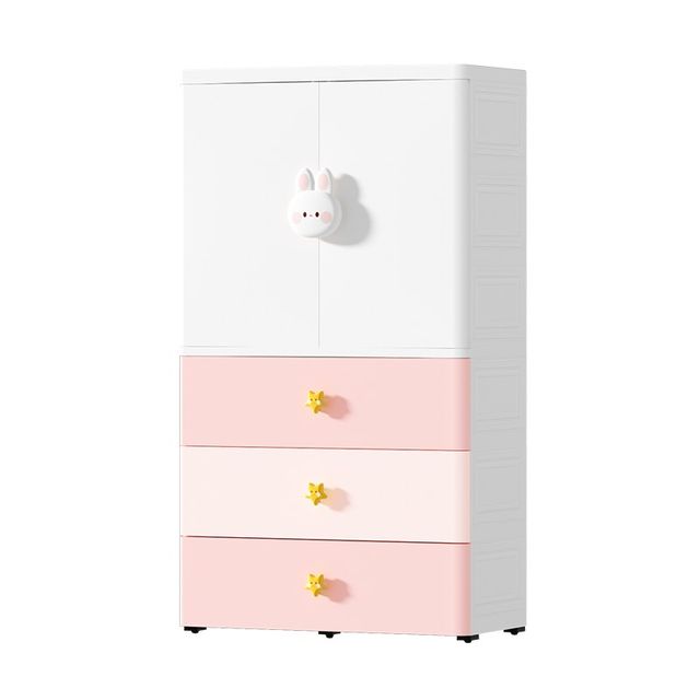 Extra large 75cm cartoon children's wardrobe storage cabinet baby clothing storage cabinet plastic home baby wardrobe