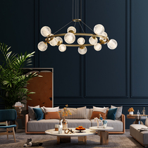 All-copper living room lamp light luxury post-modern chandelier simple atmosphere restaurant bedroom crystal lamp 2021 new lamps