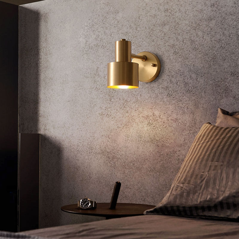 Nordic Minimalist Living-room Brass Wall Lamp Modern Creationist Makeup Room Mirror Front Light American Aisle Bedroom Headboard Wall Lamp