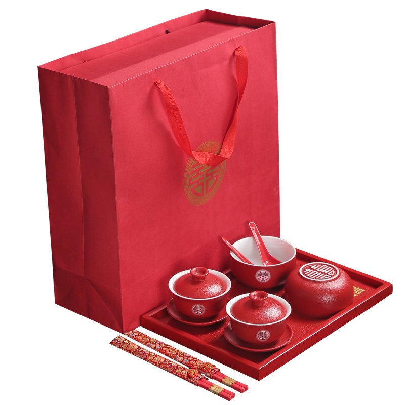 Wedding tea cup tea set tea bowl set modification tea bowl festive red cover tea cup tea cup pair wedding bowl pair wedding bowl pair bowl