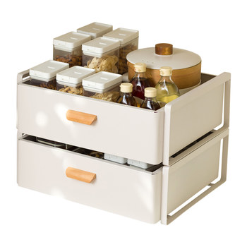 Kitchen sink storage rack seasoning bowl and dish pull-out storage box pool storage rack cabinet pull-out basket layer rack