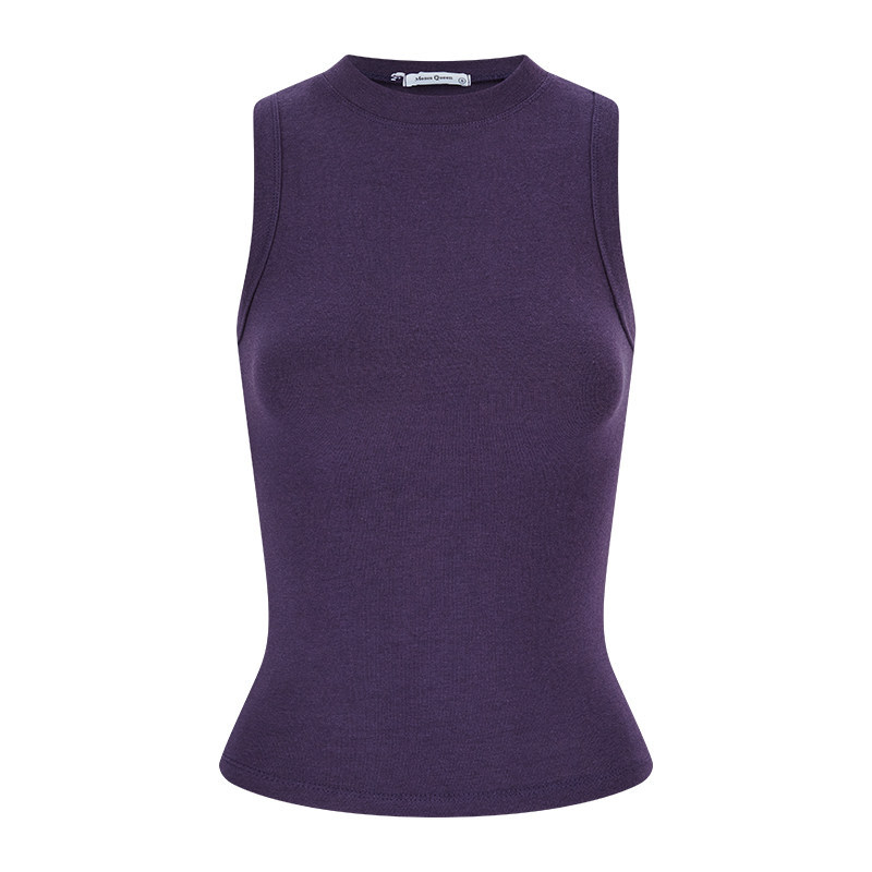 Mosesqueen Purple Camisole for Women, Slim Fit, Sleeveless Round Neck Top for Layering or Wearing Alone Mosesqueen Purple Camisole for Women, Slim Fit, Sleeveless Round Neck Top for Layering or Wearing Alone
