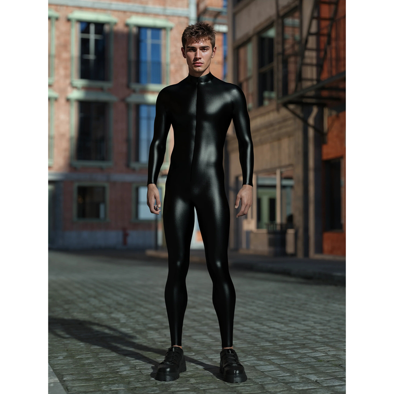 Cross-Border Hot-Selling Pure Black Element Stretch Printed One-Piece Bodysuit Stage Party Performance Zentai Suit for Men and Women