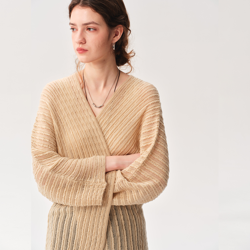 Jil Sister's New Autumn Knit Cardigan for Women, Made of Sheep Wool, a Soft and Healing Style, Lazy and Buttonless Cover-Up