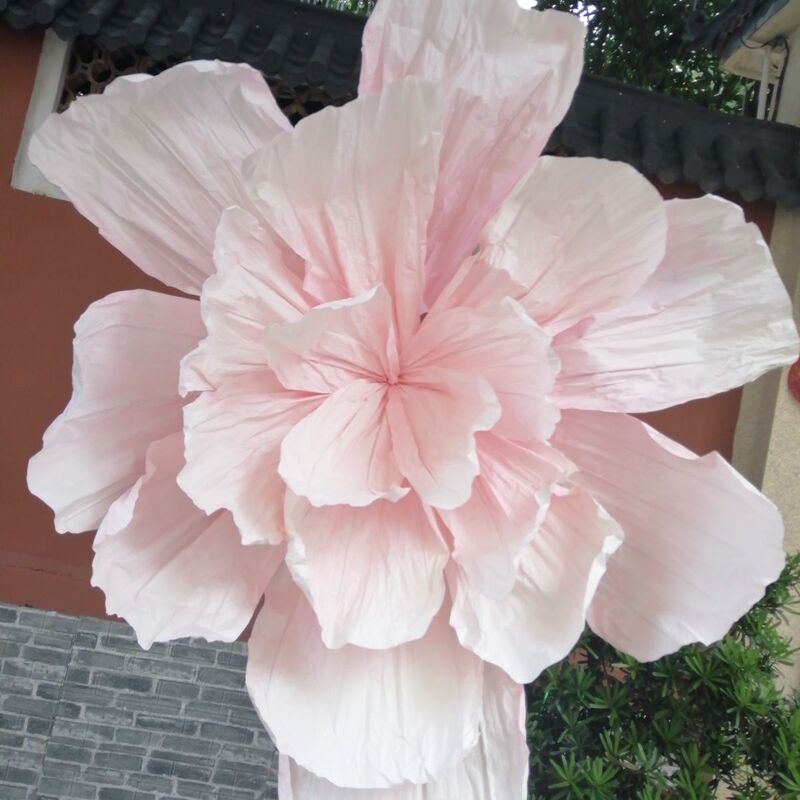 Large Giant Wedding Paper Art Flowers, Handcrafted Pleated Plastic Flowers, Wedding Backdrop Props, Decorative Window Paper Flowers, Artificial