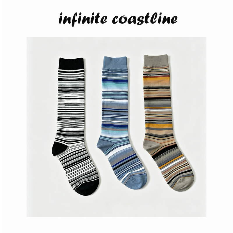 Infinite Coastline/Unlimited Coastline Spring Dawn B8134 Striped Calf Socks (3 Pairs Per Pack) Infinite Coastline/Unlimited Coastline Spring Dawn B8134 Striped Calf Socks (3 Pairs Per Pack)