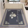 Wash-free kitchen floor mats are stain-resistant, water-proof, oil-proof and non-slip PEVC household large-area carpet floor mats.