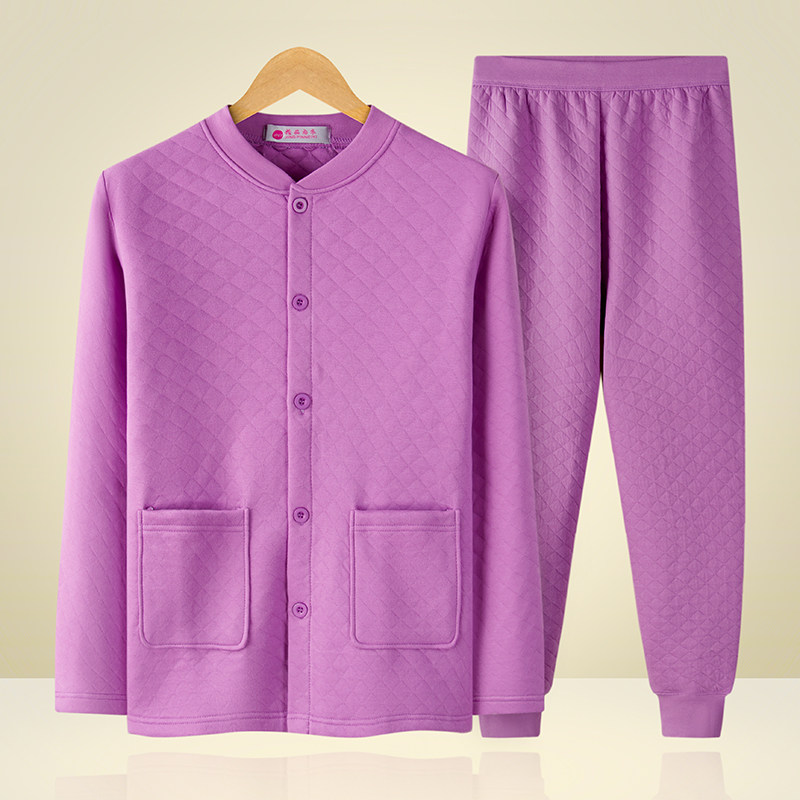 Autumn and winter women's cotton middle-aged and elderly autumn sanitary pants three-layer thick cotton cardigan heating pants