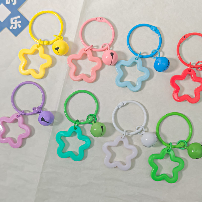 DIY Colorful Painted Steel Wire Rings, Rope, Dopamine Bells, Stars, Acrylic for Keychain Accessories DIY Colorful Painted Steel Wire Rings, Rope, Dopamine Bells, Stars, Acrylic for Keychain Accessories