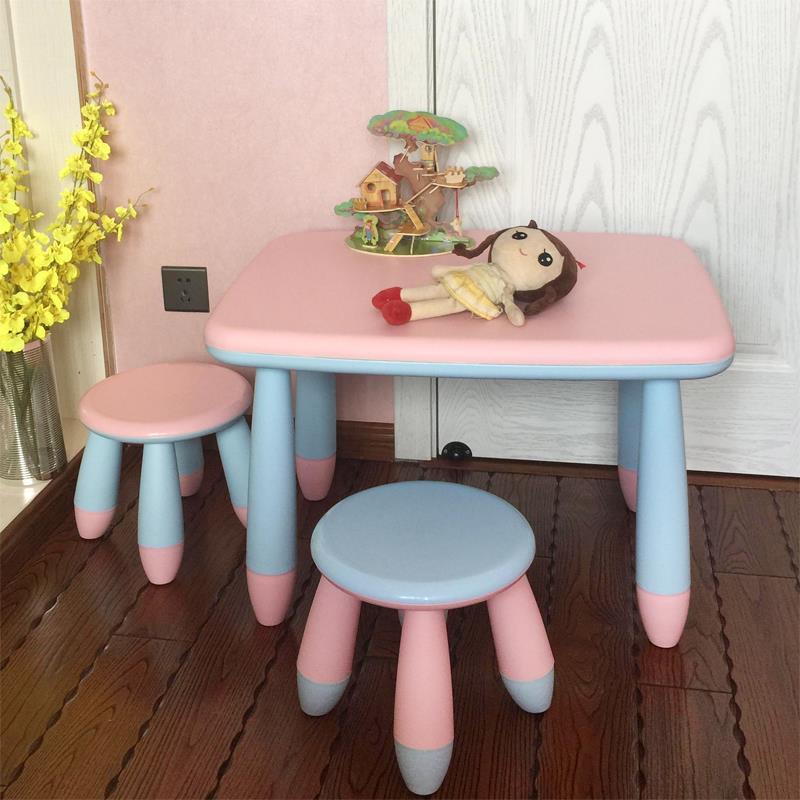 Thickened non-slip children's tables and chairs, kindergarten tables and chairs, baby learning tables and chairs, colorful plastic game tables, painting tables