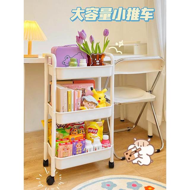 Storage rack, trolley, snacks, mobile storage rack, floor-standing desk, under desk, bedside, living room, kitchen storage rack
