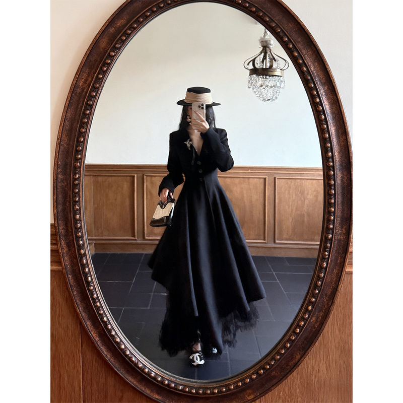 Tingmoon “Breakfast at Tiffany'S” Heavy-Duty 4m Wool Frayed Hem Large Skirt Woolen Waist-Cinching Coat Woolen Jacket Tingmoon “Breakfast at Tiffany'S” Heavy-Duty 4m Wool Frayed Hem Large Skirt Woolen Waist-Cinching Coat Woolen Jacket