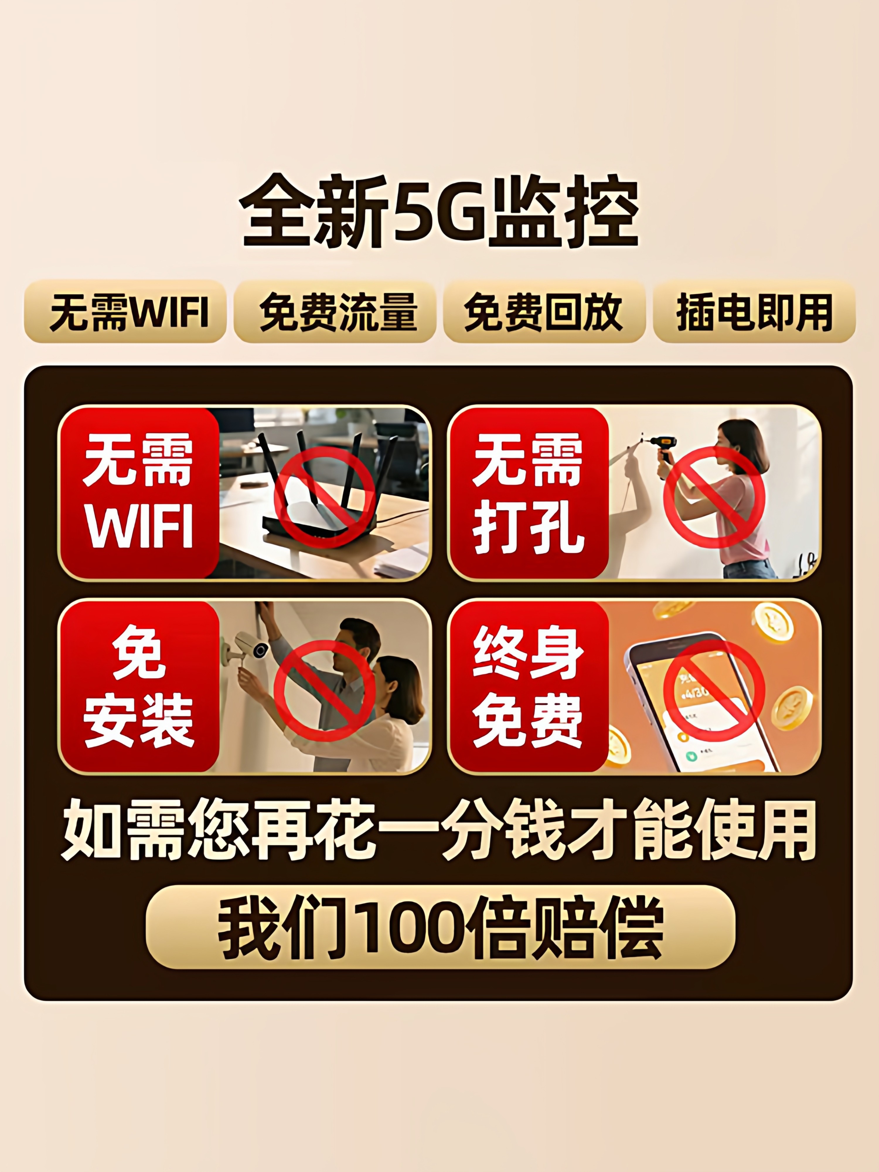 Wireless Camera 4g, No Network Required, Remote Control Via Mobile Phone, Indoor Use, No Need for Power Plug, 360-Degree Monitor for Home Use