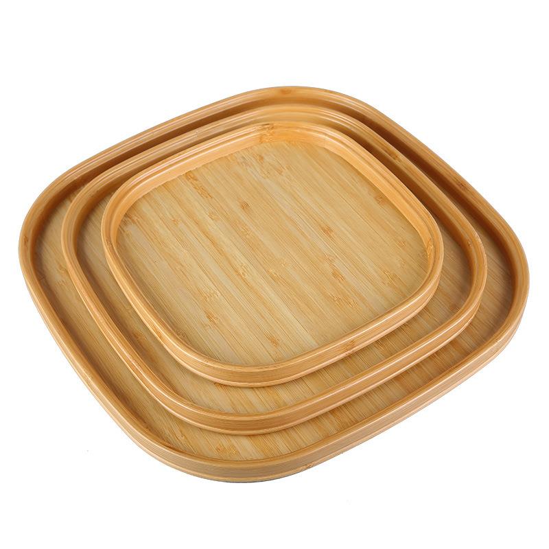 Bamboo plate walnut color dining tray simple hotel home tea set tea tray square dry tea table dinner plate