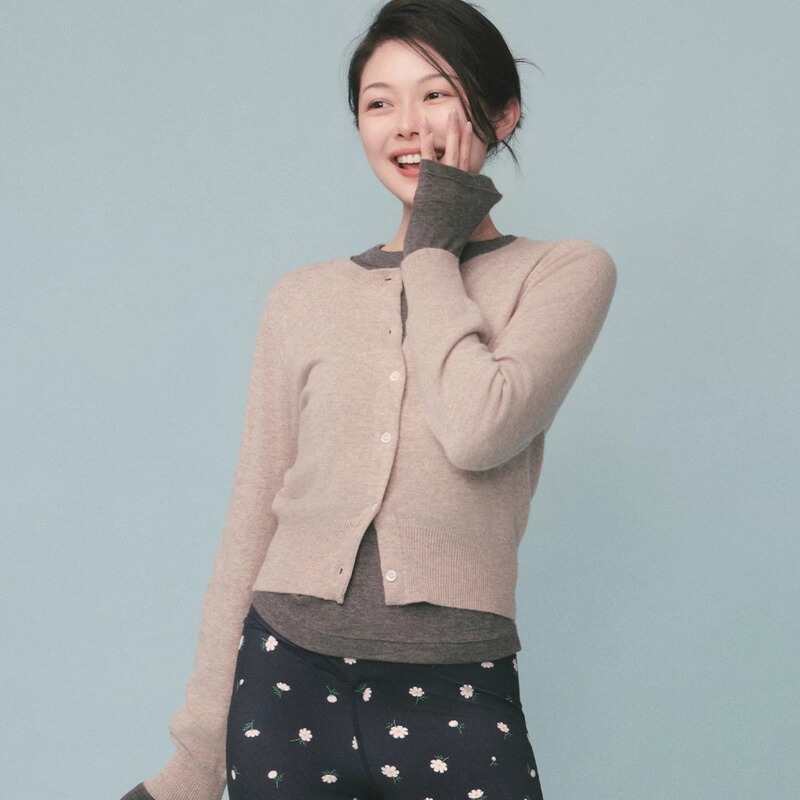 【Wanwan Lei】Wanwan's Same Style Double-Layered 100% Merino Wool Top Wanlantq7052