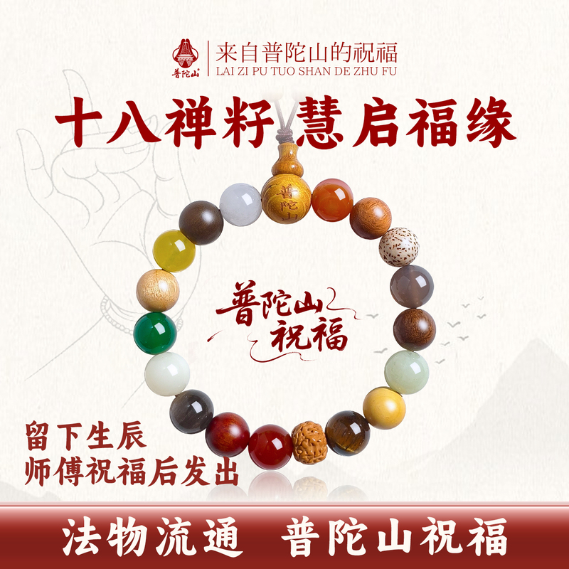 Putuo Mountain Genuine Eighteen Seed Bodhi Bracelet Chain for Men and Women, Natural Five Generations Multi-Treasure 18 Seed Beads