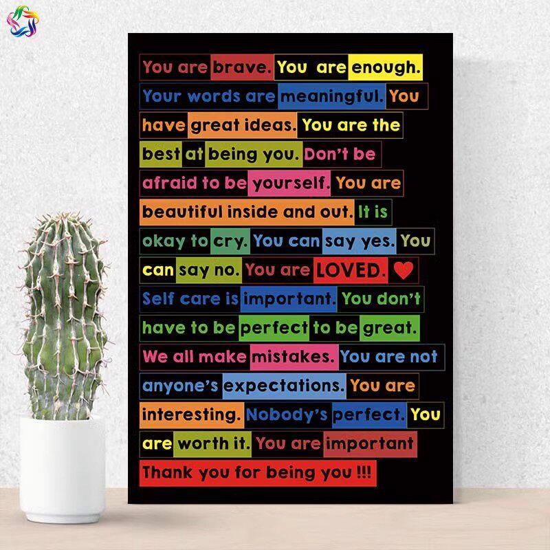 Positive and Inspiring Themed English Motivational Posters, Bilingual Classroom Wall Art, Office Decoration Paintings