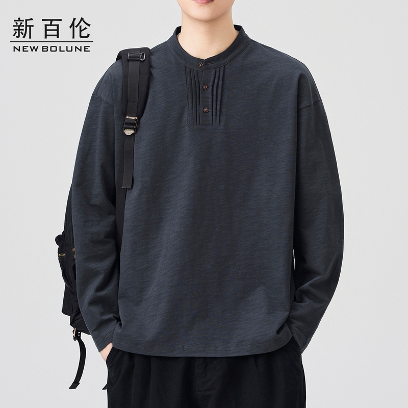 New Balance Heavyweight Pure Cotton Long-Sleeve T-Shirt for Men, Autumn 2026 New Trendy Brand Loose Fit Stand Collar Casual Base Shirt New Balance Heavyweight Pure Cotton Long-Sleeve T-Shirt for Men, Autumn 2026 New Trendy Brand Loose Fit Stand Collar Casual Base Shirt