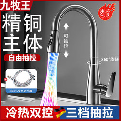 All-copper kitchen faucet hot and cold For Home pull-out type splash-proof water 2-in -1 sink sink sink