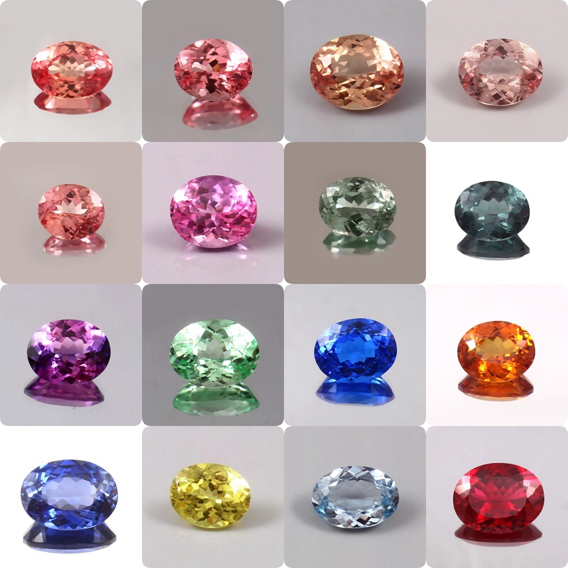 Cultivated Royal Sapphire, Pigeon Blood Ruby, Oval-Shaped Loose Stone, Padparadscha, K Gold Jewelry Inlaid with Main Stone