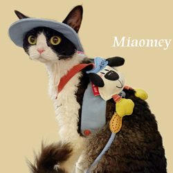 Meow Meimei German Doll Chest Traction Rope Hairless Cat Cowboy Chest Strap Cat Outdoor Clothes