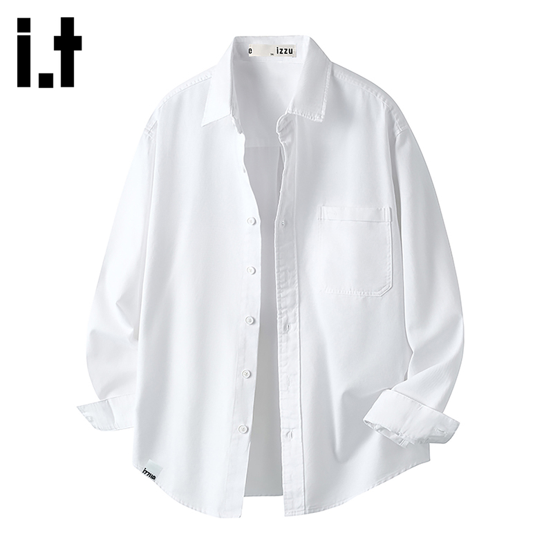 It Izzue Pure Cotton Lapel Long-Sleeved Shirt 2026 New Autum Loose Pure Color Casual Shirt Jacket It Izzue Pure Cotton Lapel Long-Sleeved Shirt 2026 New Autum Loose Pure Color Casual Shirt Jacket