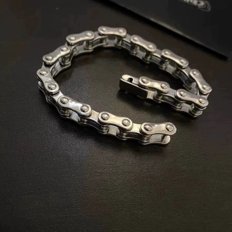 925 Silver Motorcycle Chain Bracelet for Men, Pure Silver, Personalized, Trendy, Hip-Hop, Simple, Trendy Men's European and American Fashion Punk 925 Silver Motorcycle Chain Bracelet for Men, Pure Silver, Personalized, Trendy, Hip-Hop, Simple, Trendy Men's European and American Fashion Punk