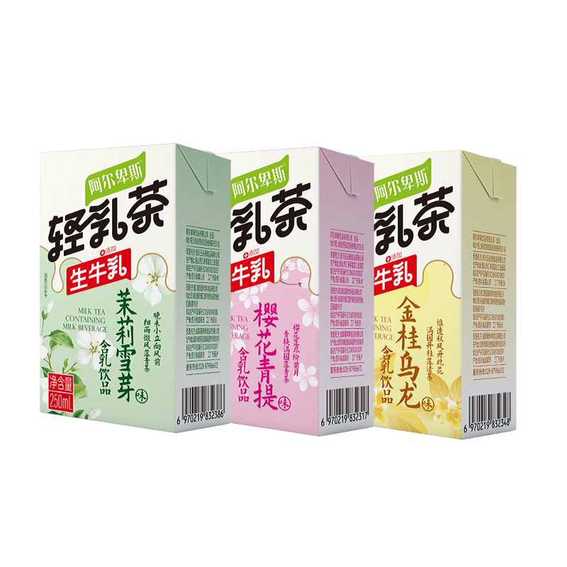 阿尔卑斯轻乳茶含乳饮品饮料食品清仓茉莉乌龙混合装整箱250ml*12