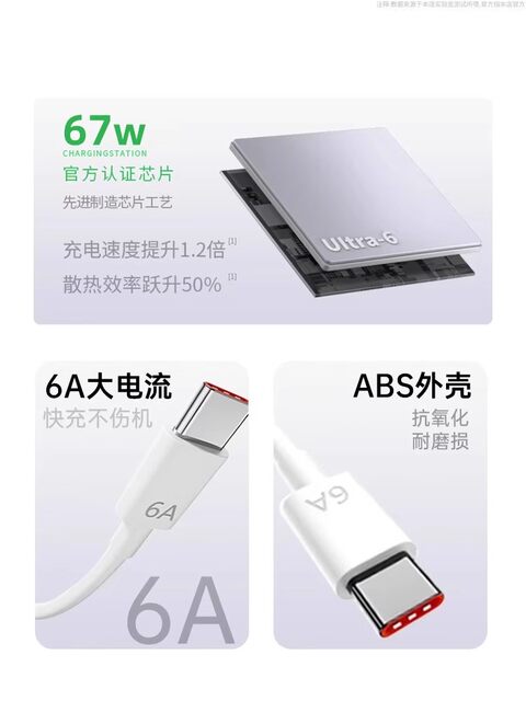 [Official Genuine Product] Suitable for Xiaomi 120W Data Cable 6A Fast Charging 67W Flash Charging Mobile Phone Dedicated Charging Cable 33W Redmi K40/50 Ultra 80 Black Shark Type-C Original Extended Version