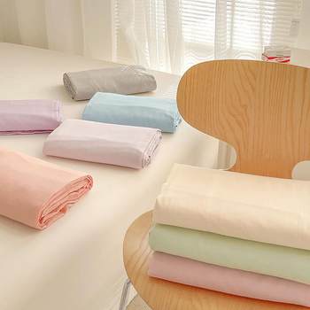Baby-grade comfortable class a solid color cotton double layer yarn sheets and 100 cotton single piece single double bed customizable