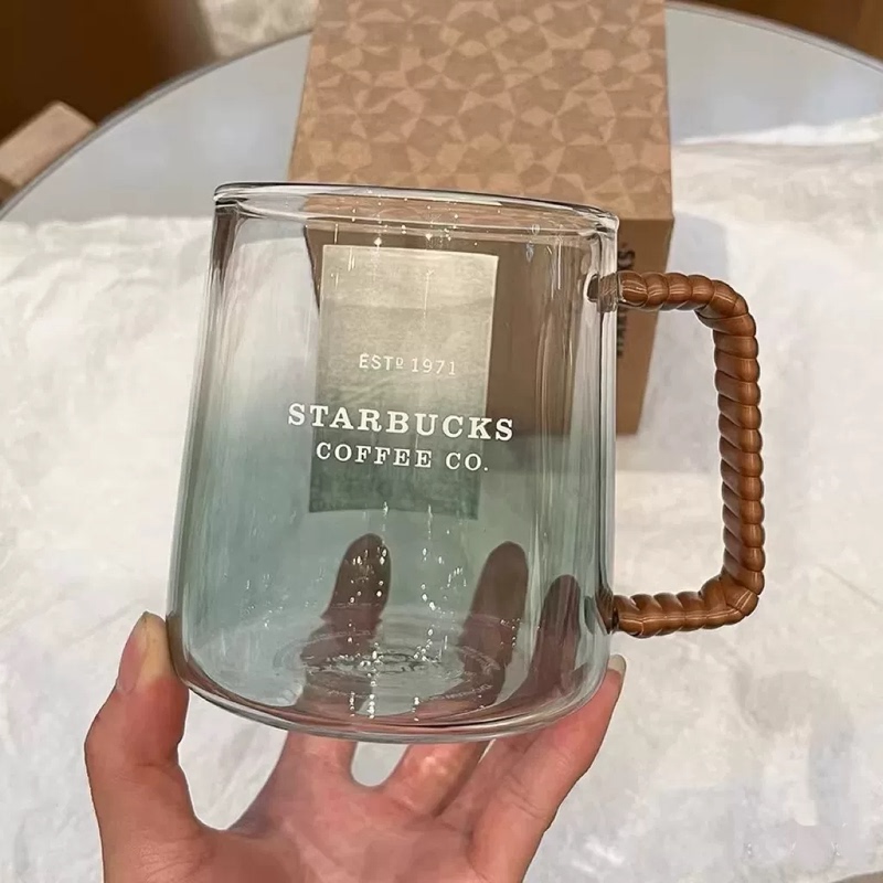 Starbucks Cup Korean Gradient Rattan Glass Cup Coffee Large Capacity Water Cup Mug Valentine's Day Gift Starbucks Cup Korean Gradient Rattan Glass Cup Coffee Large Capacity Water Cup Mug Valentine's Day Gift