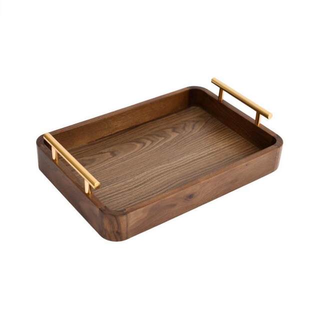 North American black walnut tea tray solid wood tray rectangular wooden tray coffee simple wooden dinner tray hotel home use