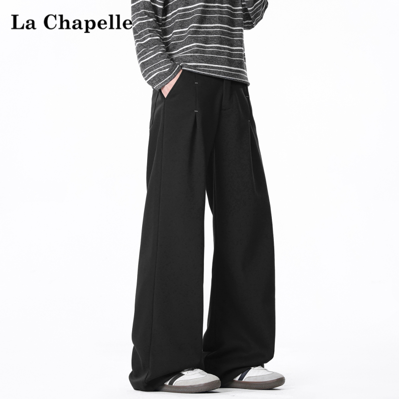 La Chapelle American-Style Cleanfit Black Casual Sweatpants for Men 2026 Autumn Loose Sports Wide-Leg Pants