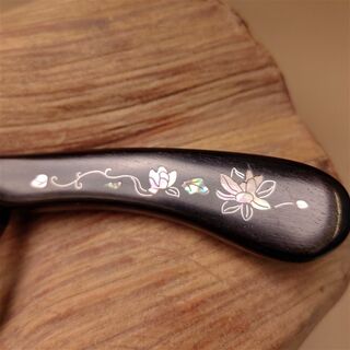 卖檀翁】高档彩绘檀木插齿梳 天然镶齿家用木梳女士长发防打结