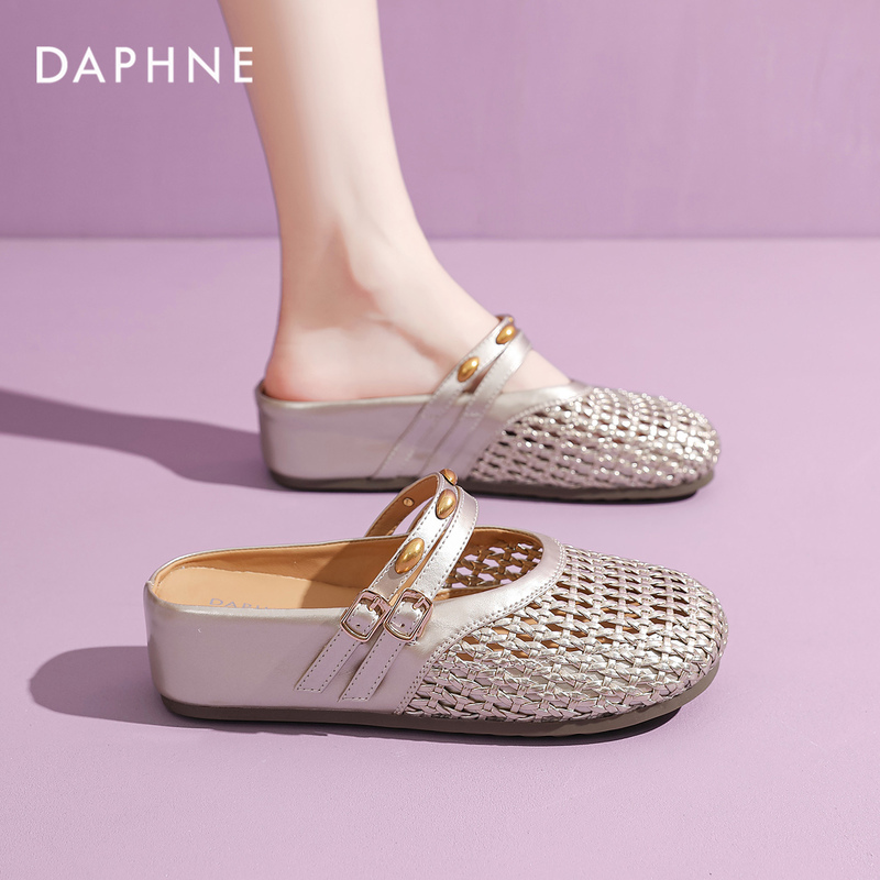 Daphne Hollow-Out Woven Closed-Toe Mules for Women 2026 Summer New Style Height-Increasing Sandals with Single Strap Mary Jane Shoes Daphne Hollow-Out Woven Closed-Toe Mules for Women 2026 Summer New Style Height-Increasing Sandals with Single Strap Mary Jane Shoes