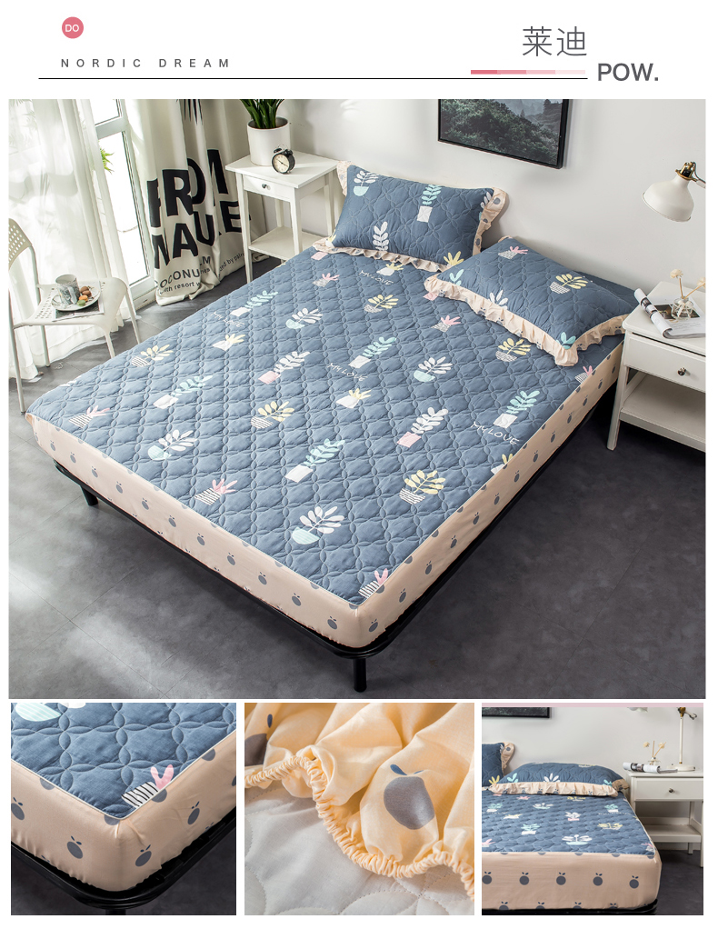 Bông cộng với dày bông doanh nghiệp giường bông cotton ba mảnh sinh viên một mảnh trẻ em trượt Simmons bảo vệ tay áo che - Trang bị Covers Ga chun và ga phủ