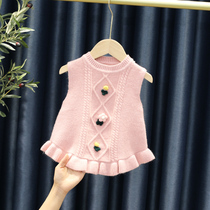 Girls Twist Spring and Autumn 2021 New Childrens Baby Knitted Vest