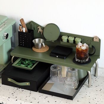 Dark green coffee table storage rack, iron v storage hole board, desktop elevated light luxury creative stationery