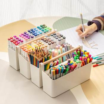 Yusheng mark pen holder desktop brush storage box divided handheld multifunctional watercolor pen organizing box large capacity