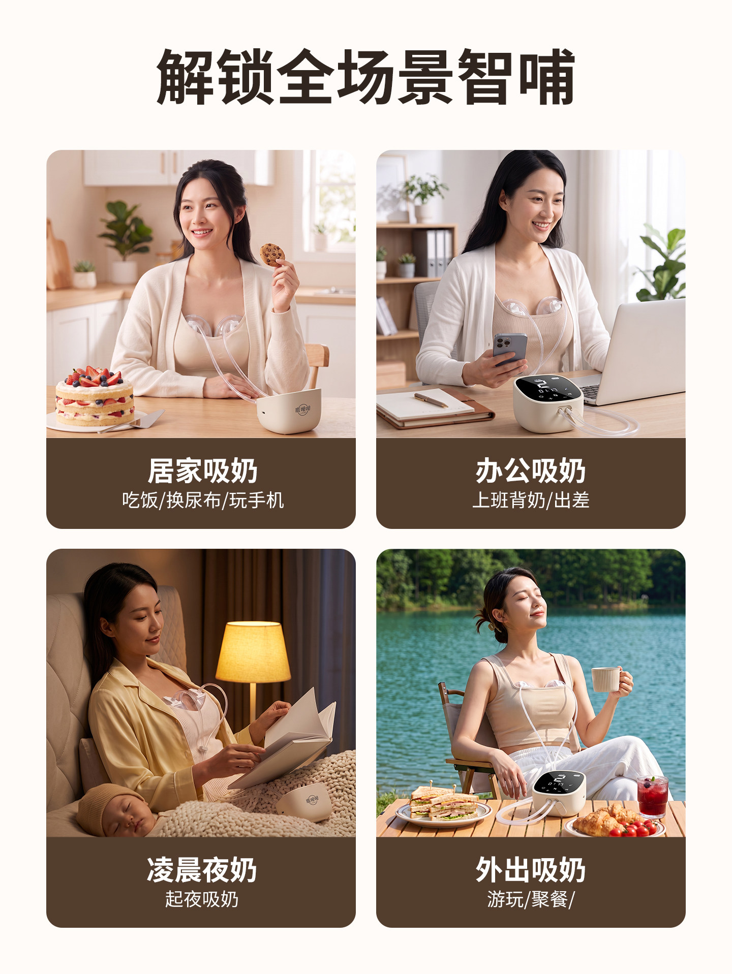 鹿呗呗双边电动吸奶器按摩吸乳母乳全自动免手扶挤奶器吸乳器轻音 — 4