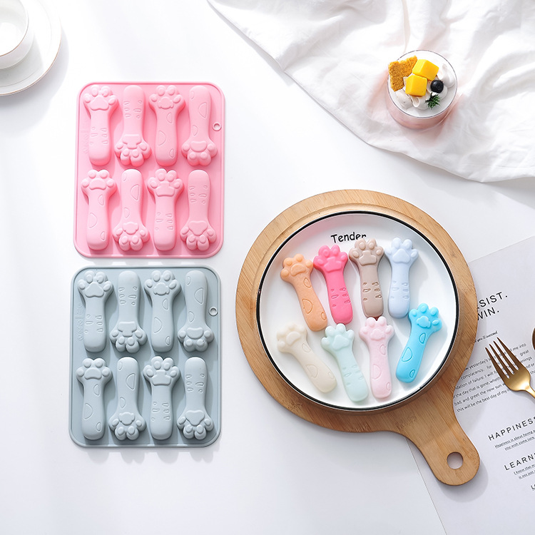 8连猫爪diy饼干巧克力模硅胶制奶酪棒蒸糕辅食磨牙棒烘焙蛋糕模具