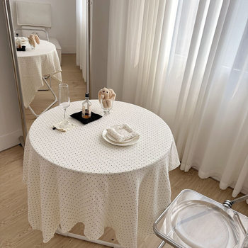 Ins korean style milk white black polka dot tablecloth coffee table Ins korean style milk white black polka dot tablecloth coffee table